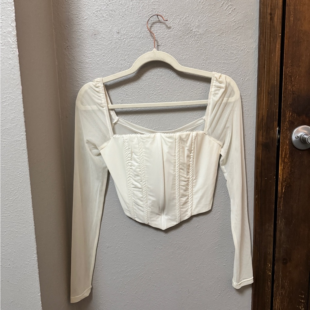 Princess Polly Cream Long Sleeve Blouse